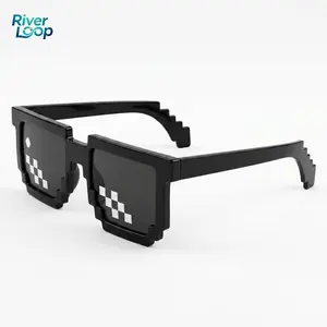 Mosaic square glasses - The ultimate display tool for 2D images. Sunglasses with barcode rectangular pixel lenses. Suitable for various scenarios such as parties and gatherings Indoor leisure equipment
