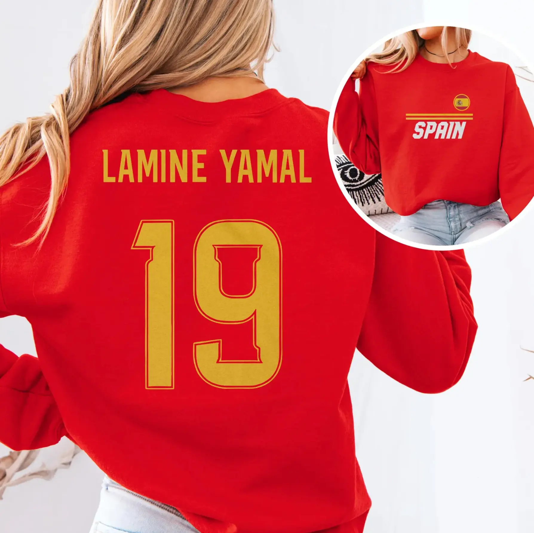 [Custom any Request] Spain #19 Player Football Shirt-Sweatshirt-Hoodie, Spain Soccer Champions 2026 Shirt, Spanish Football Player Graphic Tee, Gift Shirt for Football Fans