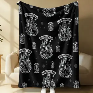 Stylish Trendy Cool Gothic Skull Digital Print Flannel Blanket, Soft Warm Throw Blanket for Bedroom Sofa Couch, Lightweight Washable All Season Blanket, Cozy Home Decor & Ideal Gift Choice for Daily Use