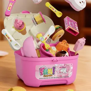 Little BearShape Pudding Feeding Set Pretend Play Early Education Lunch Box Pudding Kawaii Simulation Model Play House