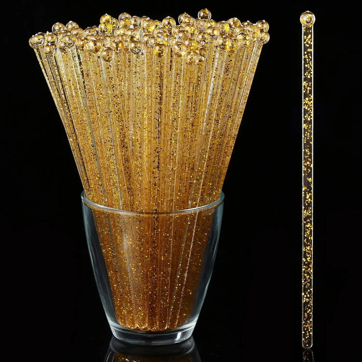 50 Counts Glitter Plastic Swizzle Sticks, Cake Pops, Coffee Drink Stirrers, 7.24 Inch 50 Counts Glitter Plastic Swizzle Sticks, Cake Pops, Coffee Drink Stirrers, 7.24 Inch