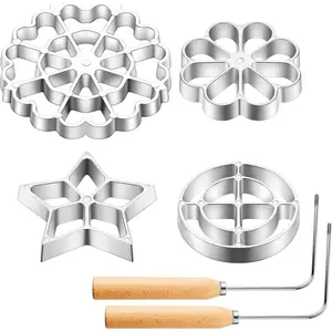 6 count Rosette Iron Mold Set Bunuelos Mold with Handle Cooking  Maker Kit Cookie   Alloy Waffle Maker with 3 Interchangeable   Flower Circle()