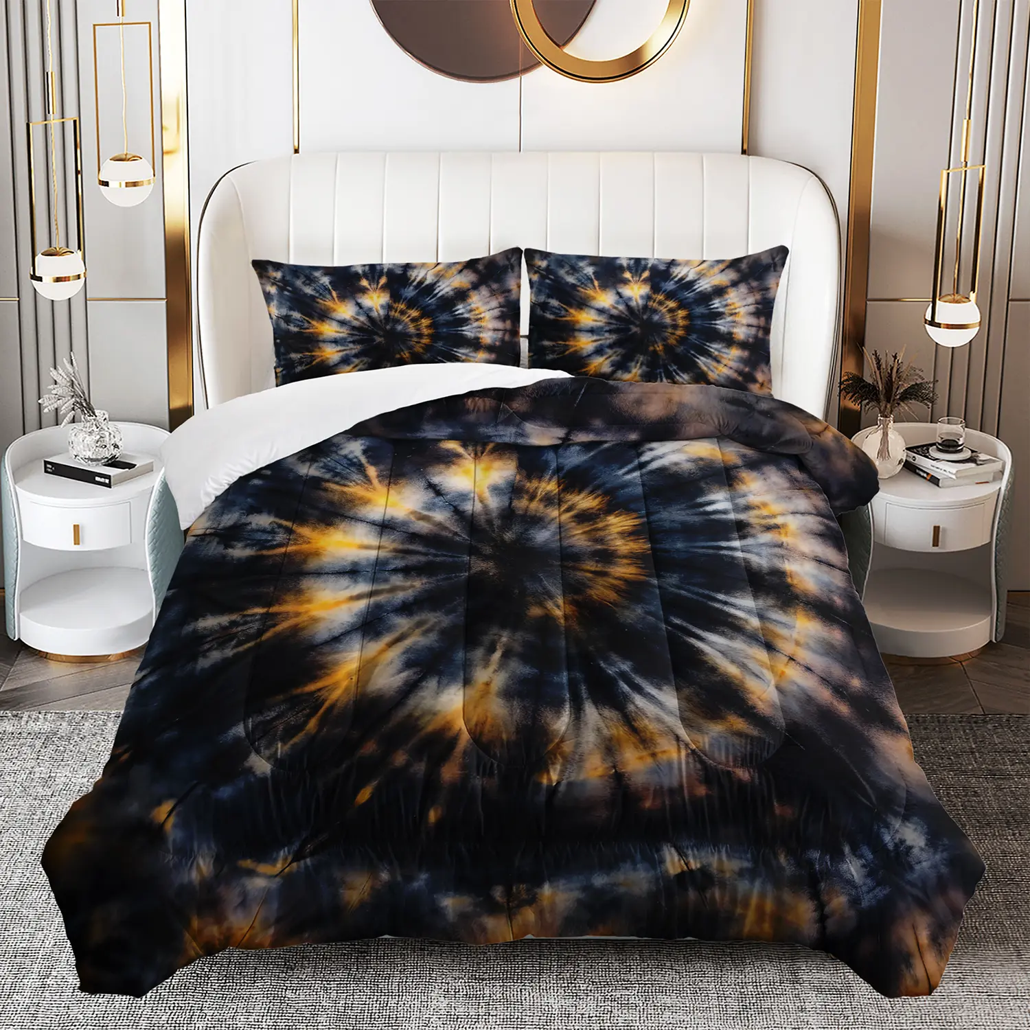 3pcs Tie Dye Queen Size Quilt Bedding Set - Lightweight Soft Breathable Microfiber Comforter Queen Size with 2 Pillowcases, Modern Decorative Bedding for Girls, All-Season Machine-Washable Duvet Set Gift