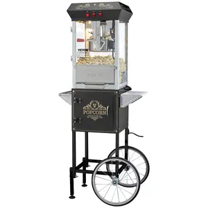 Father's Day Gift VEVOR Popcorn Popper Machine with Cart Popcorn Maker 850W 8 Oz 48 Cups Black