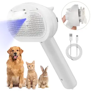 Pet Steam Brush Self-Cleaning Hair Removal Comb with Water Tank & Spray for Grooming Dog Cat Shedding Grooming Kit Deshedding Tool Grooming Tools