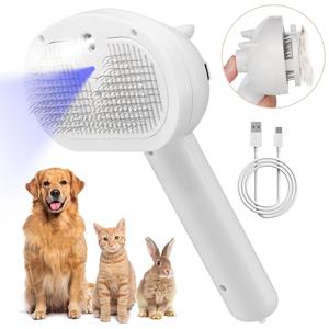 pet steam brush, self-cleaning hair removal comb with water tank & spray for grooming, pet grooming brush, dog & cat grooming supplies, shedding grooming kit, deshedding tool