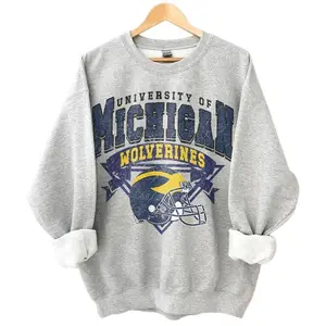Michigan Wolverines Sweatshirt, Vintage Football NCAA Sweatshirt