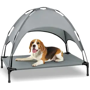 Elevated  Bed with Canopy, Portable   with Removable Shade Tent, Outdoor Raised Pet  Cooling Bed for Dogs