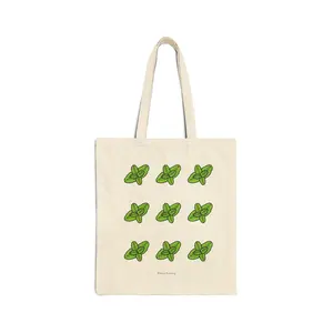 AtmosYummy Green Mint Leaf Pattern Tote Bag | Botanical Repeat Print