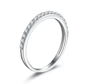1.9mm Skinny Half Eternity Sterling Silver CZ Wedding Band Ring Size 1-15 SA52B