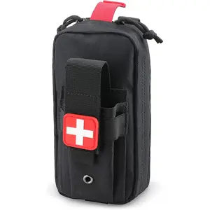 Tactical MOLLE Medical Pouch, Rip-Away EMT First Aid Pouch IFAK Trauma Kit Everyday Carry Survival Bag Include Cross Patch