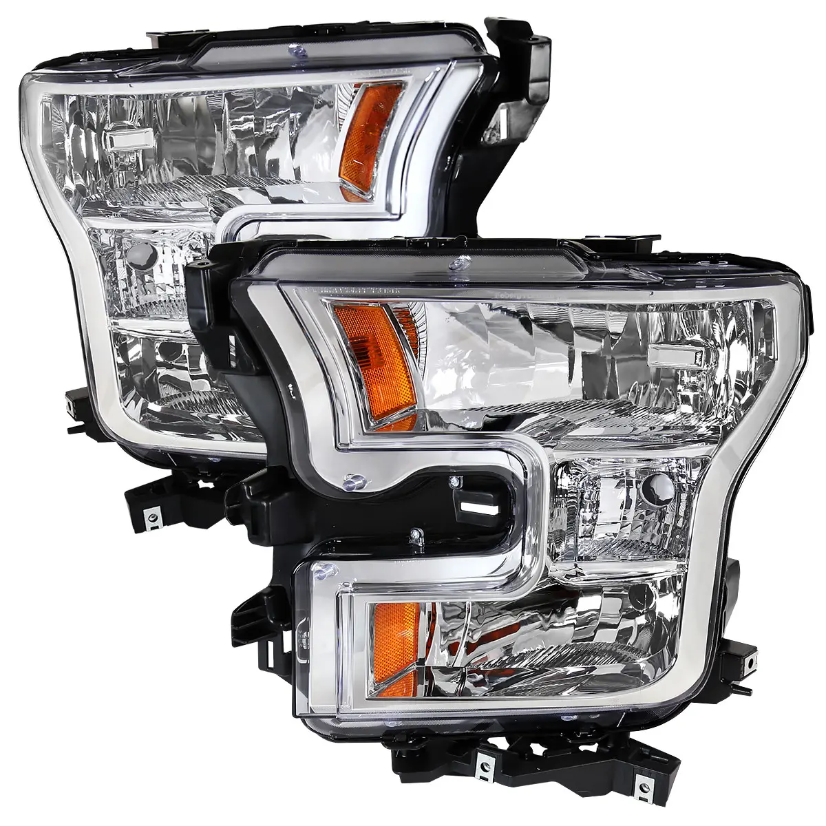 2015-2017 Ford F-150 Replacement Factory Style Headlights (Chrome Housing/Clear Lens) 2015-2017 Ford F-150 Replacement Factory Style Headlights (Chrome Housing/Clear Lens)