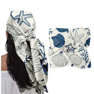 35-Inch Shell Star Pattern Scarf, Soft Breathable Fashion Accessory, Ideal for Daily Outing, Beach Vacation, Summer Holiday