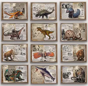 Jurassic Dinosaur World Ark Survival Evolutionary Dinosaur Retro Poster, Vintage Wall Print, Unframed Home Decor