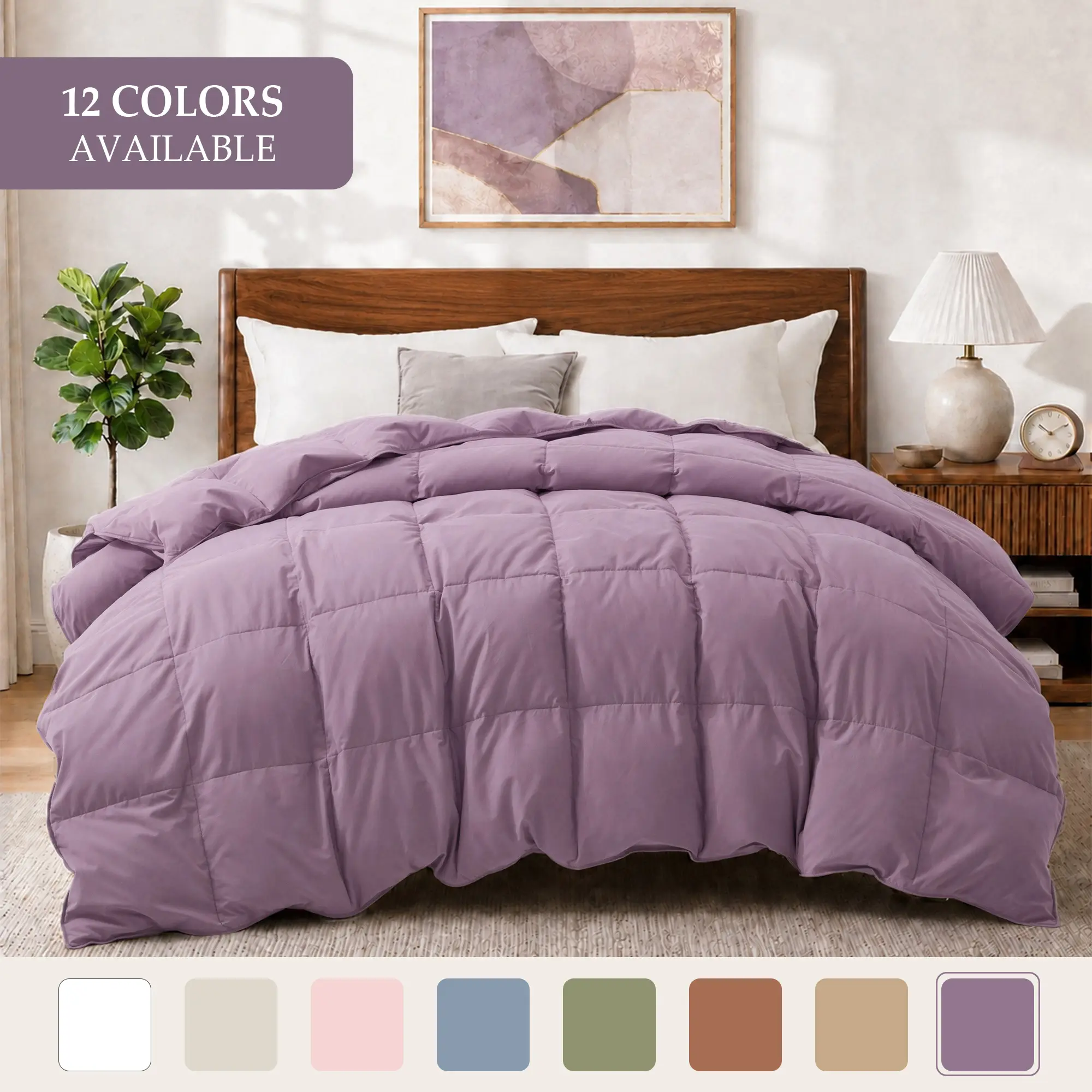 PEACE NEST All Season Fluffy Bed Duvet Insert Goose Feather Fiber Filled Warm & Lightweight Bedding Quilt Cozy Bedding for Home