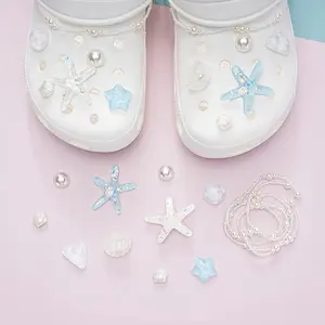 Charm Set Starfish Shells Handmade Cave Shoe Buckle DIY Accessories Button Charms for crocs Birthday Gifts Party Favors (No Shoes) cute decoration
