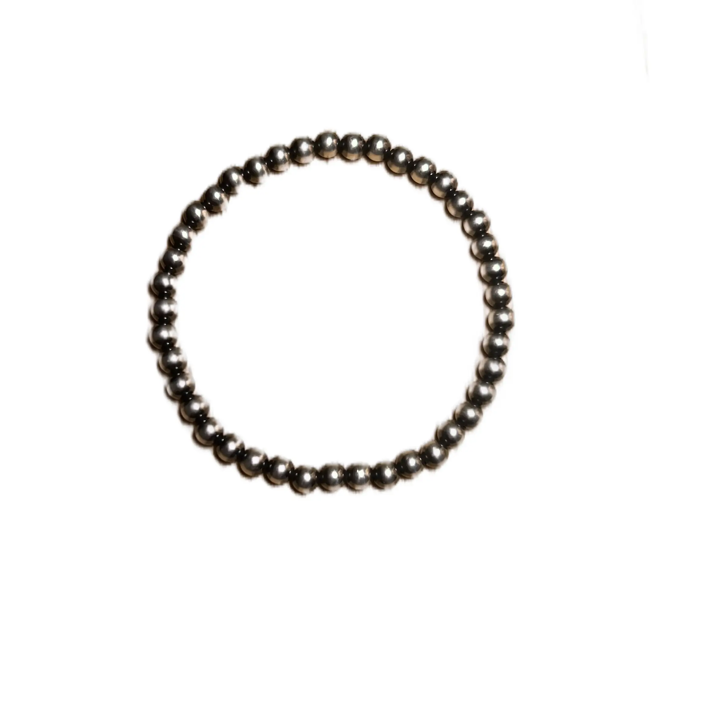 Navajo Style 925 Sterling Silver Pearl Bead Bracelet - 4mm