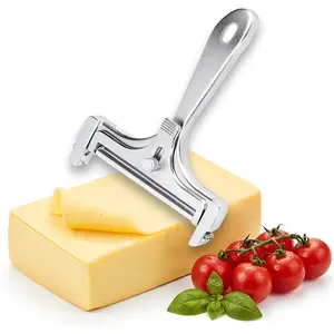 Rolling Wire Cheese Slicer – Stainless Steel Wire Smooth Cutting, Non-Stick, Adjustable Slice Thickness, for Hard and Semi-Hard Cheeses