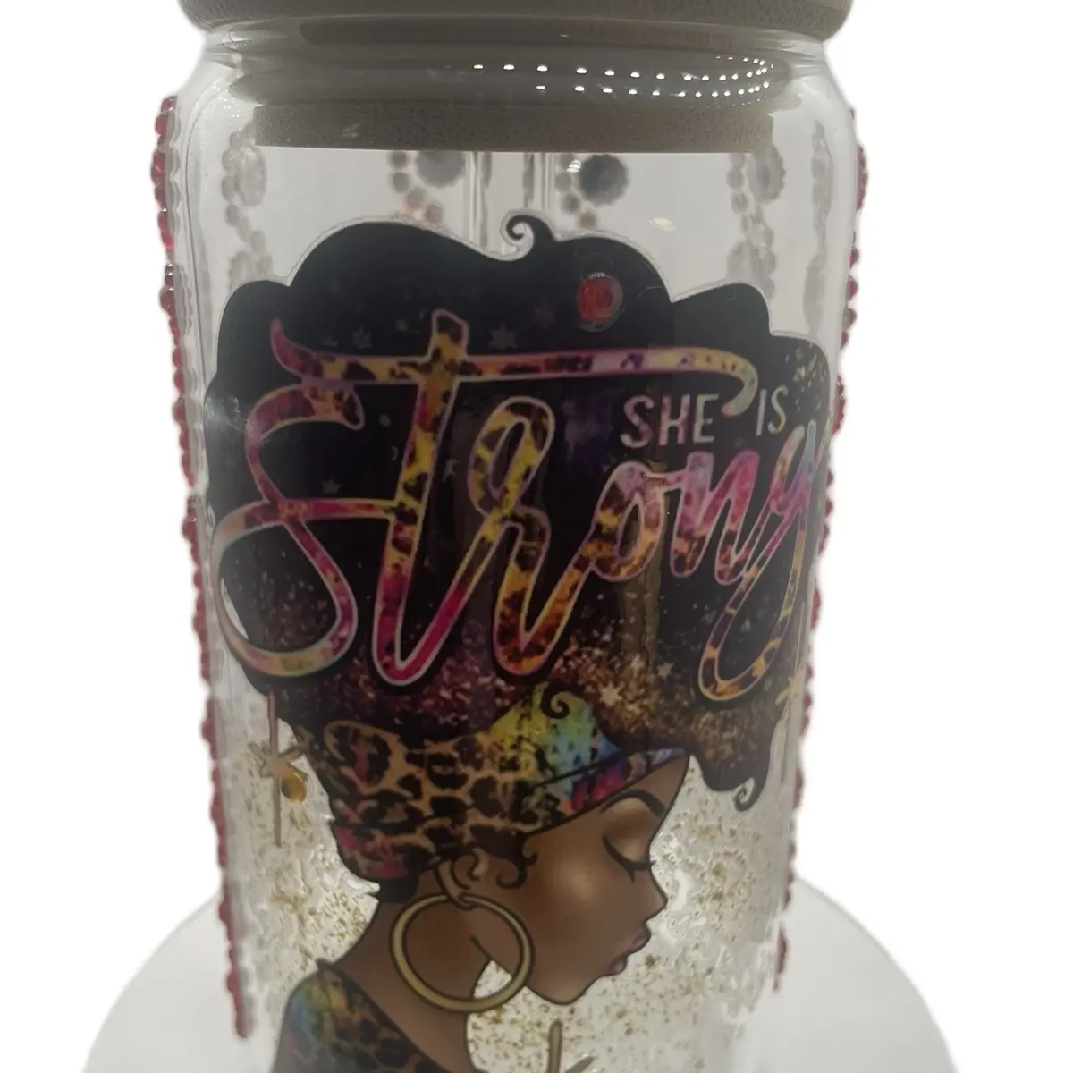 Strong Women Personalized Drinking Glass - Customizable Glassware for Women - Drinkware