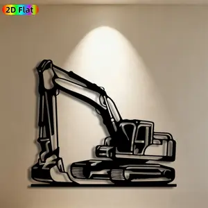 1pc Excavator Metal Wall Art, Dynamic Excavator Statue Mural, Ideal Gift for New Year, Fathers Day, Construction Decor Enthusiasts, Weather-Resistant Metal Wall Decor Wall Sculptures, Perfect for Garage Wall & Garden Fence, Cool Industrial Decor