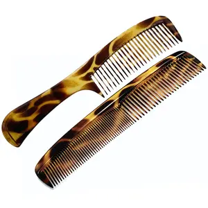 Parcelona Demeler French Giraffe Acetate Wide Tooth Detangling Styling Hair Comb Set 2pc