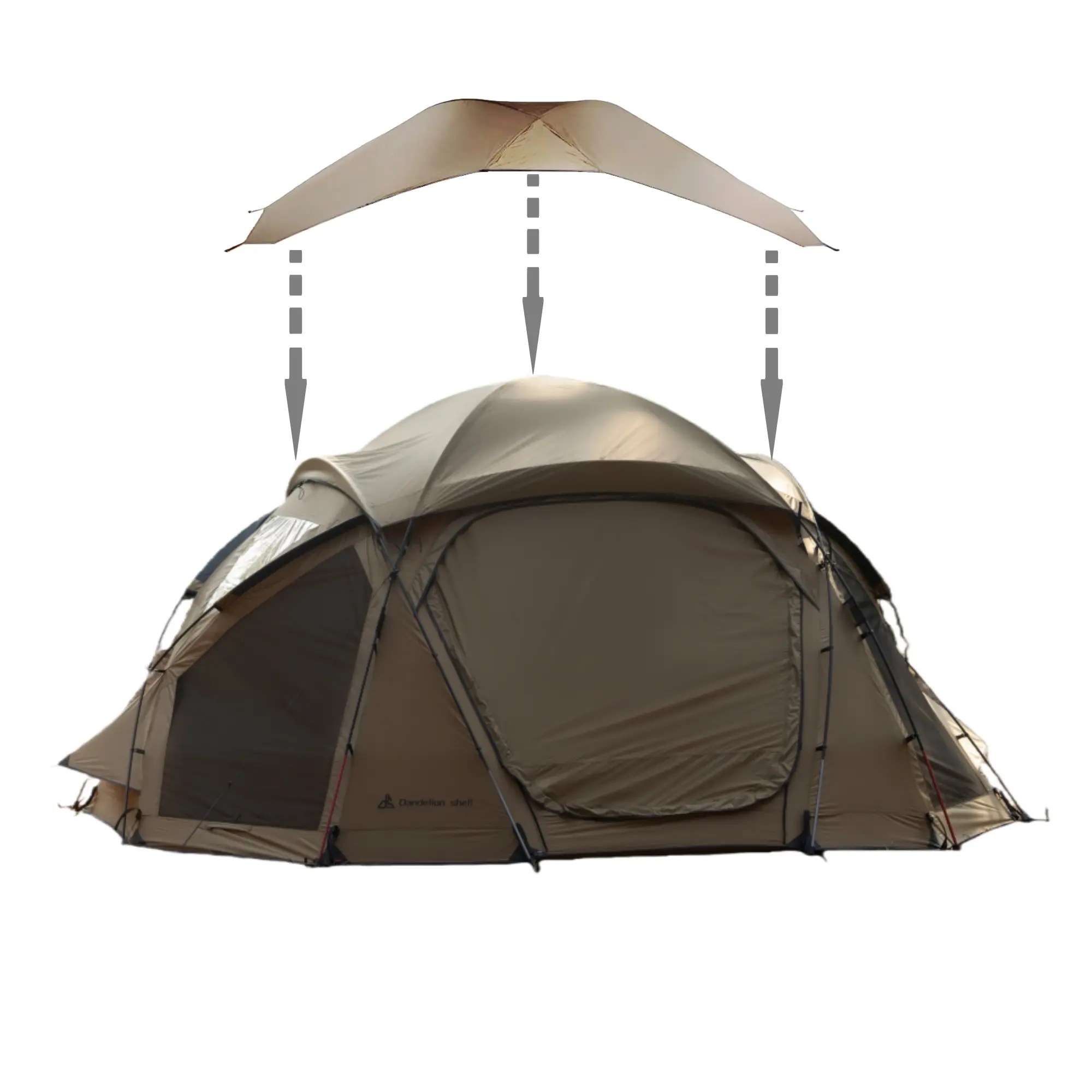 Dandelion Shell Dome Hot Tent(Big Dome S450) with Stove Jack, 8 Windows, Removable Transparent Door – 4 Season Hot Tent for 4–6 People, Waterproof & Windproof for Winter Camping, Hiking, Hunting ecc