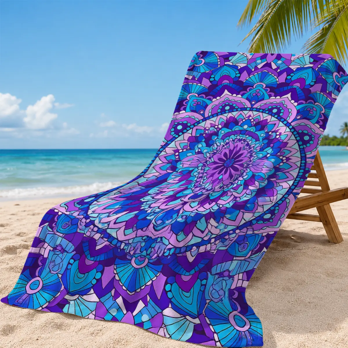 Boho Mandala Beach Towel, Ultra Soft Microfiber Quick Dry Sand-Free Towel, Oversized Pool & Bath Towel for Beach, Travel, Swimming, Gym & Vacation