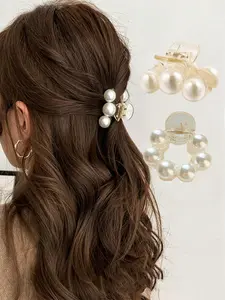 2pcs-Vintage-Elegant-Pearl-Claw-Clips-For-Women-Suitable-For-Side-Bangs-And-Back-Of-Head-Minimalist-Versatile-Small-Hair-Clips-Super Cute Clips