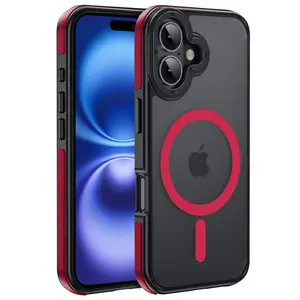 YZOIKO Strong Magnetic for iPhone 16 Plus Case [10Ft Military-Grade Protection] Compatible with fit MagSafe Shockproof Slim Thin Cover, for iPhone 16 Plus 6.7 inch, Red Bumper