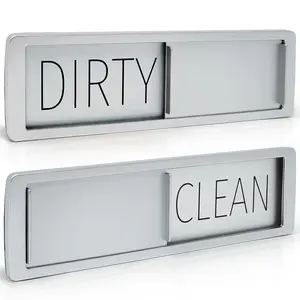 MIMILU Dishwasher Magnet Clean Dirty Sign - Easy to Read & Slide Non-Scratching Strong Magnet Indicator w. Optional Adhesive Stickers. Simple Yet Stylish, Large Slim Letters