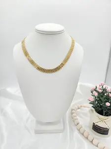 14 k gold plated choker with Italian mesh design.