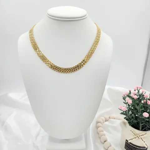 14 k gold plated choker with Italian mesh design.