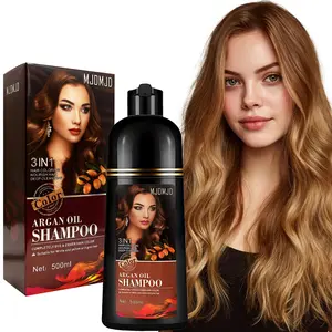 Blonde Brown Hair Dye Shampoo for Gray Coverage – 3 in 1 Semi-Permanent Hair Color Shampoo with Argan Oil & Ginseng, Natural Golden Brown Color Depositing Shampoo for Women & Men, Ammonia & Paraben Free, Long Lasting (500ml)