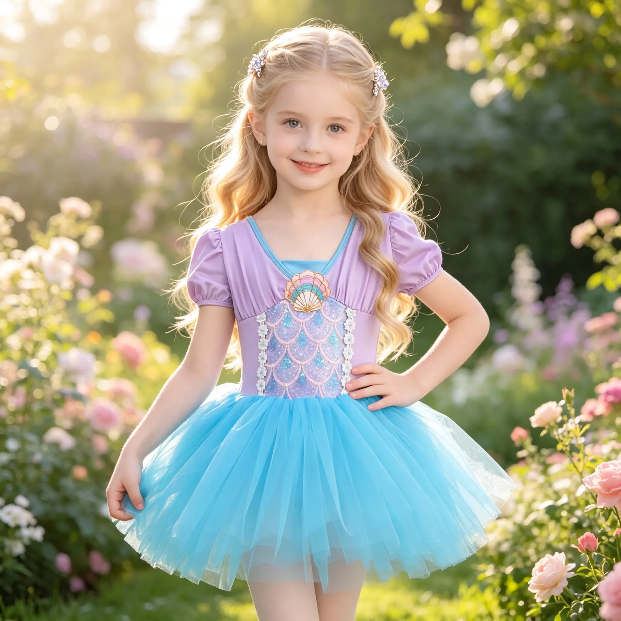Girls Mermaid Ballet Tutu Dress, Short Sleeve Sequin Scale Skirted Leotard, Toddler Little Girls Ariel Princess Costume for Ballet Class, Dance Recital, Birthday Party & Dress Up