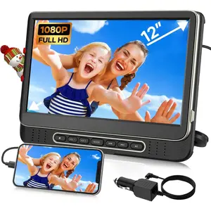 DVD Player,  12" Portable DVD Player with Headrest Mount, Support 1080P/MP4 Video, HDMI Input/Output, AV Out, AC Adapter,  Charger, USB Card Reader, Last Memory,  Regions