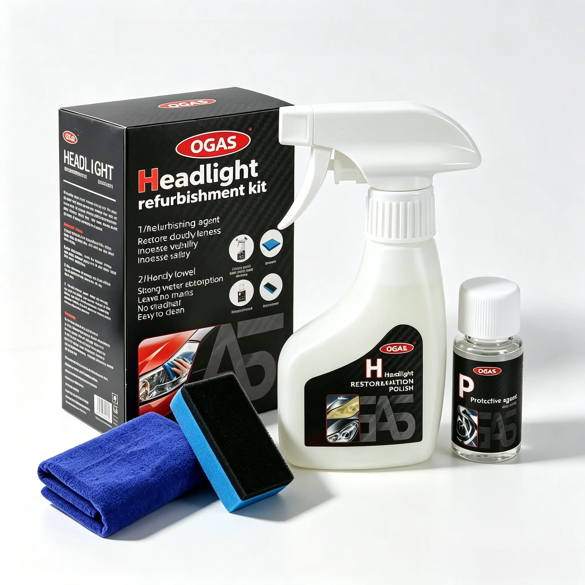 Automotive Headlamp Restoration Fluid Kit,Headlight Refurbishing Agent,2026 New Automotive Headlamp Restoration Fluid Oxidized Kit,Multifunctional Headlight Polishing for All Vehicle Types