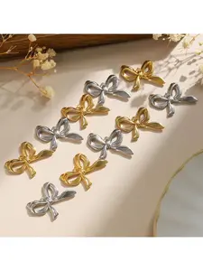 5 pieces of stainless steel sweet and cool style bow accessories - DIY earrings, necklaces, asymmetrical twisted pendants, handmade materials