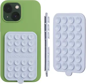 OCTOBUDDY Double - Silicone Double-Sided Suction Phone Case Detachable Mount - Hands-Free, Strong Grip Holder for Selfies & Videos - iPhone & Android Compatible - 2.5″ x 3.75″, Baby Blue