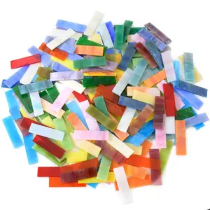 250g Stained Glass Fragments Mosaic Tiles, Randomly Mixed Colors, DIY Handmade Art Supplies, 1x4cm Glass Pieces for Crafts