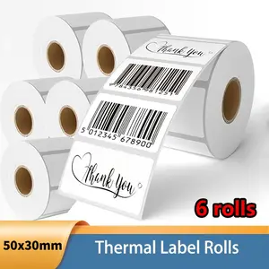 1380 sets of discounted packages, 50x30mm white thermal transfer labels  230 labels per roll, strong adhesion, clear printing, no ink required. Perfect for barcodes, product labels, and inventory tags.