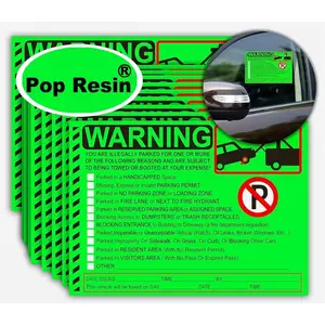 50 Pcs Parking Violation Stickers Notice Parking Violation Stickers For Car Private Warning Warning Adhesive Fluorescent Labels 5.5X7.5 inch (Green)