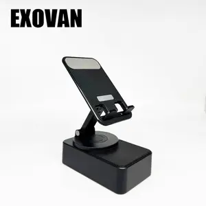 Wireless Audio Bluetooth Speaker 5in1 Phone Holder Emergency Rechargeable withColorful Ambient Light 300° Foldable for Tablet iPhone Android, Gifts for Men Women ，Black with LED Nightlight Wireless Induction Bluetooth Speaker Stand