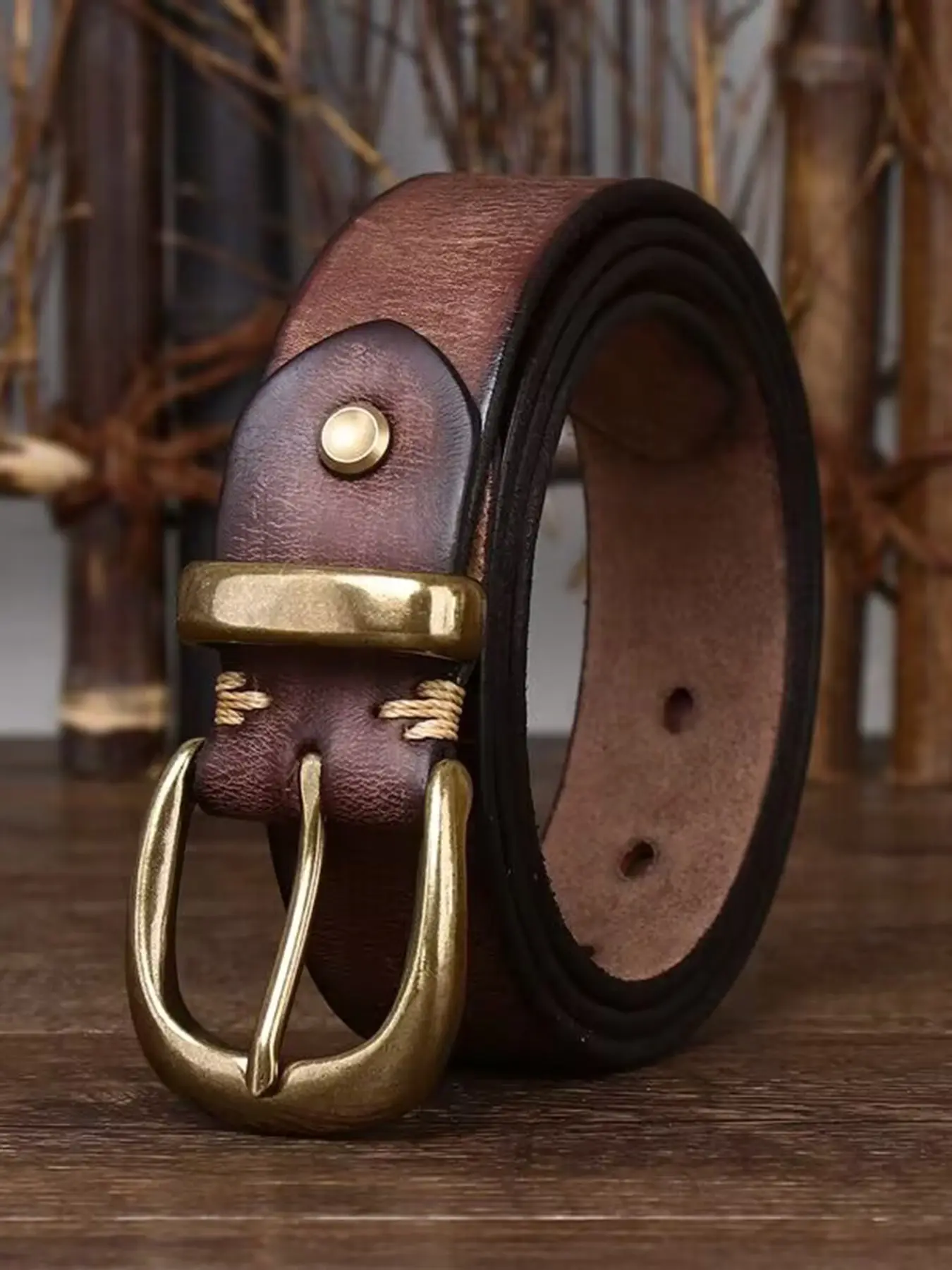 Men's Top-Grain Leather Belt, Durable Plain Design, Casual All-Season Accessory, Unisex Vintage Style, Versatile Fashion Belt, Vintage Leather Belts