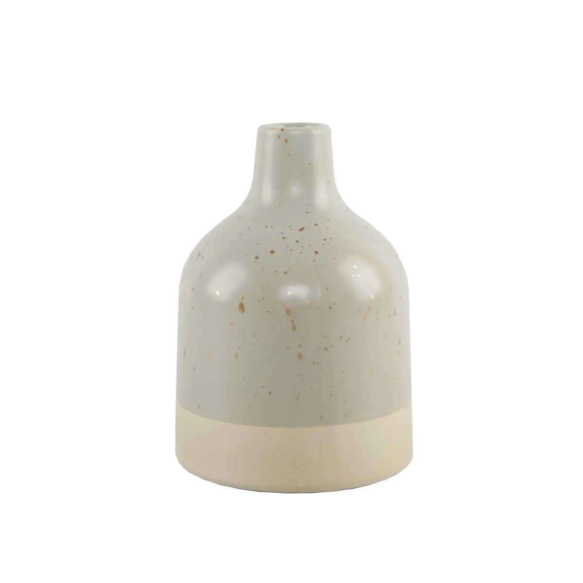 Flora Bunda CT1050E-SAGE Nature Decor Vase - 7'H (7 in Equivalent), 2-tone Speckle Ceramic, Sage Plant Display Home Decor Piece