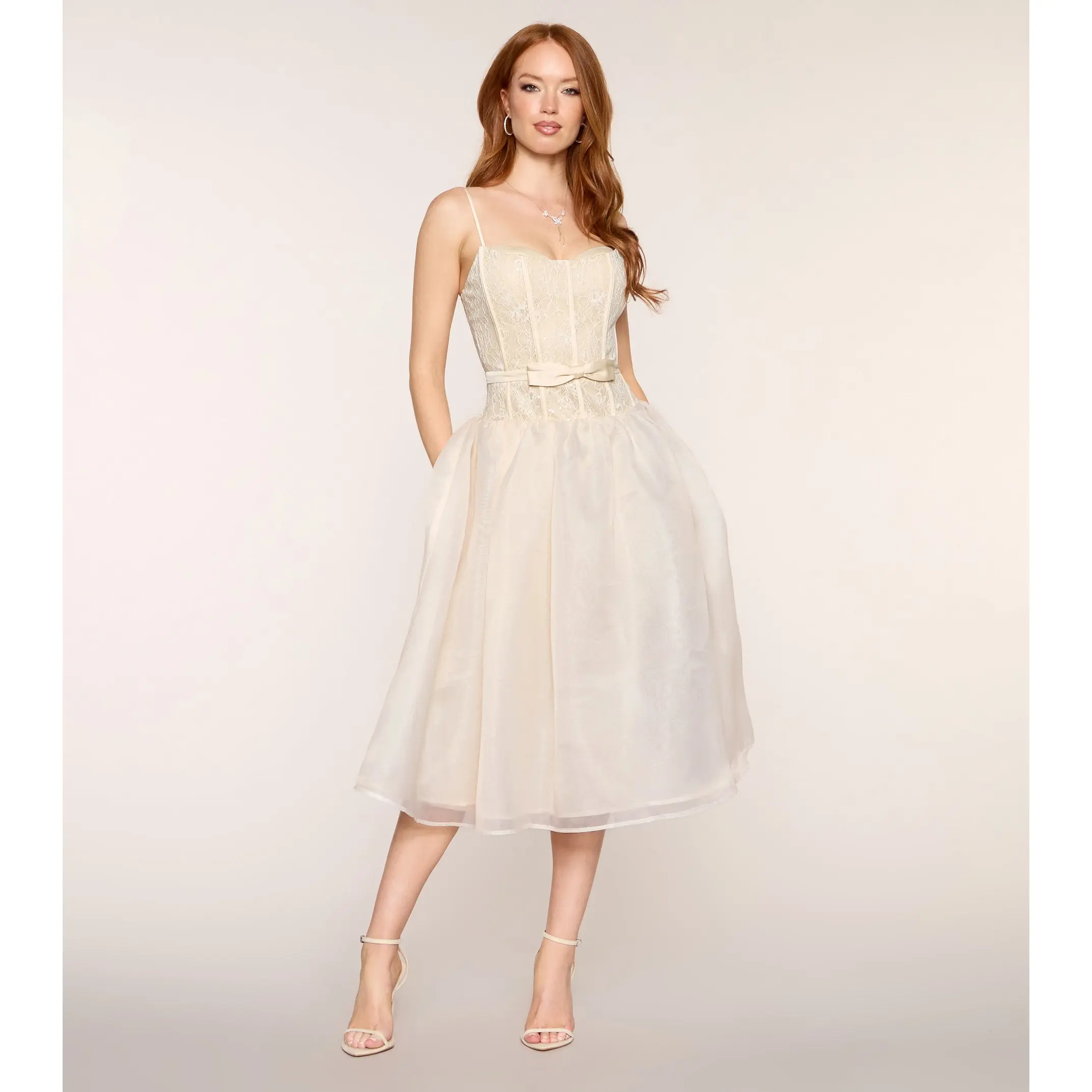McKenzie Corset A-Line Midi Formal Dress