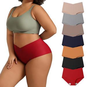Hotcom Women's Plus Size Seamless High Waisted No Show Panties - 7 Pack, Skinny, Minimalist, Sexy, Soft, Breathable Full Coverage Briefs with Leg Support, XS-XXL Everyday Lingerie Underwear summerwins,summerwins