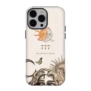 777 Angel Number Celestial Phone Case|Sun & Moon Art Protective Cover For iPhone 17 Pro Max 16 15 14 13 12 11 | Witchy Spiritual Vibes | Astrology Coquette Core | Daily Durable Defense Armor