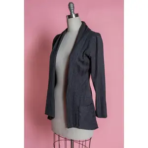 Dreamy Duster -  Pointelle Cable Knit, Heathered Black