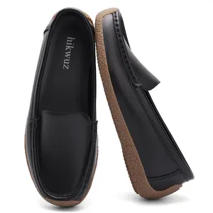 hikwuz Women's Comfortable & Lightweight Leather Loafers Driving Walking Moccasins Penny Loafer Cute Business Casual Dress Shoes Slip On Work Flats for Women