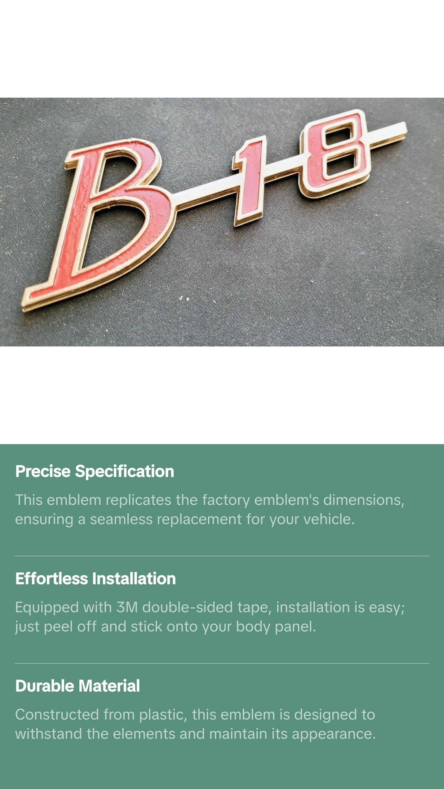 Volvo 120 122 121 123 Amazon 140 1800 P1800 'B18' Emblem Badge